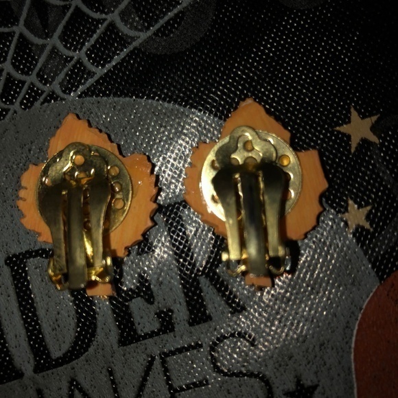 Leaf‎ Leaves Halloween  Fall Clip On Earrings - Picture 4 of 8